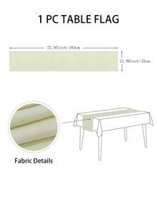 1pc Plant Leaf Printed Linen Tablecloth Flag, Modern And Stylish For Daily Kitchen And Dining Table Decoration - Green - View 2