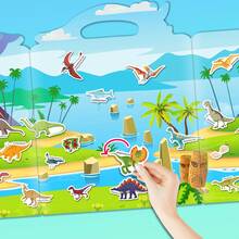 1 Set Reusable Sticker Book, Cute Dinosaur Jelly Sticker Activity Book For Girls Boys Road Trip Airplane Train Travel Essentials, Reusable Waterproof Quiet Book For Parents - Multicolor - View 4