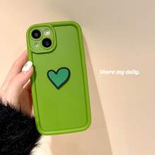 1入組矽膠抗摔手機殼,彩色心形設計,適用於 iPhone - 綠色 - 查看 3