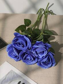 3入組人工深藍色裝飾玫瑰花