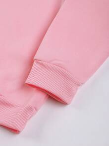 女童加厚圓領字母印花毛絨衫,休閒冬季童裝 - 粉色 - 查看 4