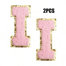 2pcs Ladies Golden Edge 4 Colors English Letters Hot Melt Glue Ironing Wool Embroidery Patches Decorate Bags And Clothes