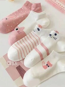 YiPinOu 女性襪子貓耳朵襪貓時尚可愛日式多功能網路紅人春季低幫襪子 - 彩色 - 查看 5