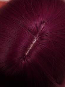 Dazzling At 26: 26-Inch Synthetic Wig With Water Wave Curls, Fringe Bangs, Perfect For Party Elegance In Burgundy Hue - Burgundy - View 8