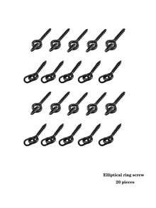 20 件黑色戶外釣魚配件：鯉魚釣魚螺絲、橢圓形環和薄片 - 黑色 - 查看 2