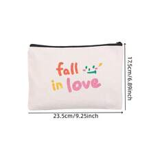 1pc Canvas Floral Makeup Bag For Makeup Tools Travel Zipper Make Up Organizer Female Toiletry Kit Bags Make Up Case Storage Pouch Gifts For Women - White - View 2