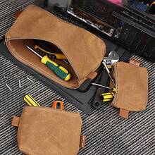 3pcs Green Style Tool Bag Set, Includes 16-In Waterproof Canvas Multifunctional Storage Bag And Metal Tool Carrier - Army Green - View 3