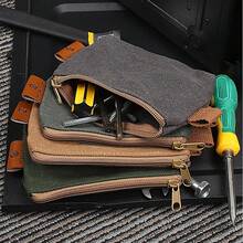 3pcs Green Style Tool Bag Set, Includes 16-In Waterproof Canvas Multifunctional Storage Bag And Metal Tool Carrier - Army Green - View 5