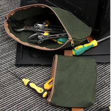 3pcs Green Style Tool Bag Set, Includes 16-In Waterproof Canvas Multifunctional Storage Bag And Metal Tool Carrier - Army Green - View 4