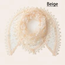 1入女士蕾絲花卉和流蘇裝飾三角圍巾,適用於春夏秋季,多功能防曬披肩,頭巾,圍巾,頭帶,旅行和日常生活波西米亞風格 - 彩色 - 查看 10