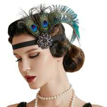1920's Flapper Great Gatsby Headband - Black - View 1