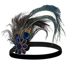 1920's Flapper Great Gatsby Headband - Black - View 5