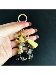 1pc A-Y Initial Keychain, Cute Daisy & Bee Resin Keyring, Suitable For Hanging On Bags, Backpacks, Cars, Great Gift For Women And Girls, Also For Valentine's Day - Multicolor - View 13