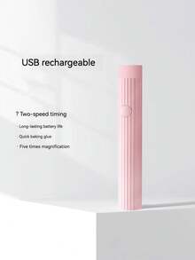 1pc Mini Usb Rechargeable Nail Lamp For Home Use, Quick Dry Uv/Led Gel Polish And Nail Art - Pink - View 1