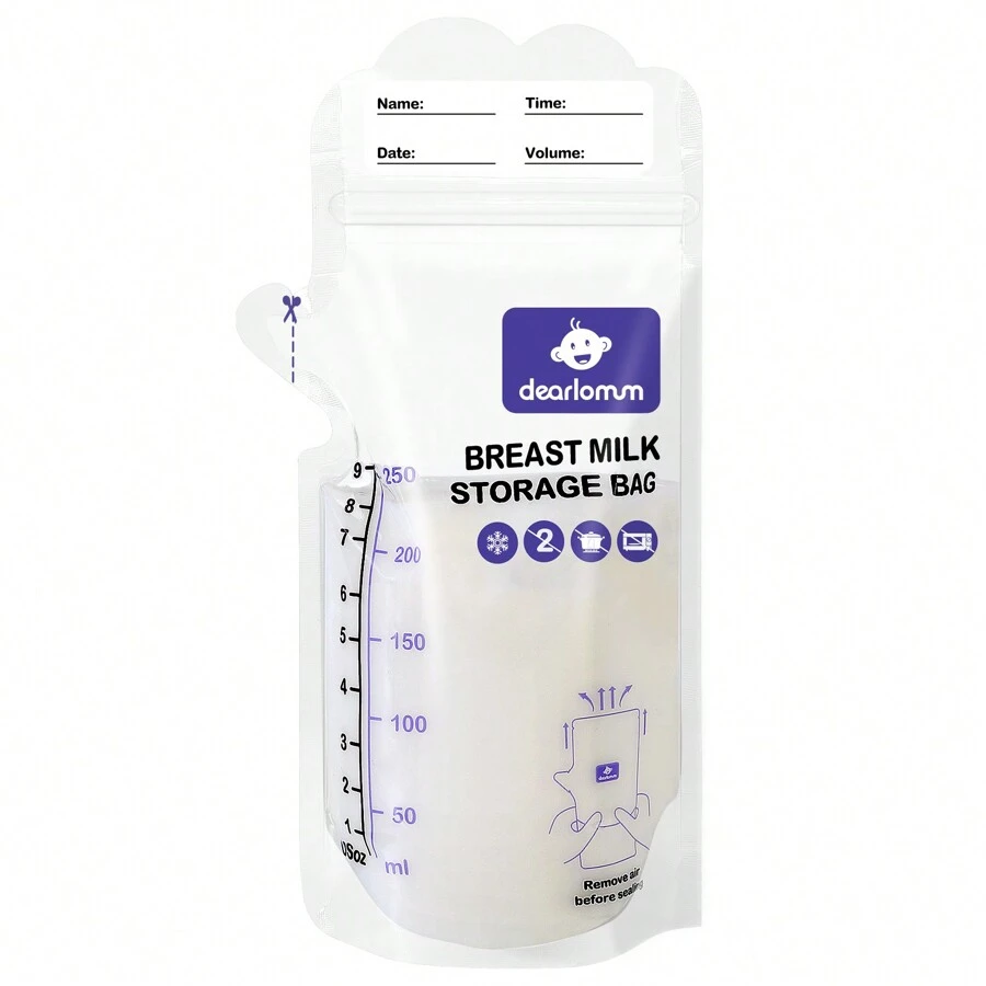 Breastmilk Storage Bags - 60pcs/120 Pcs/200pcs,3Ounce /6Ounce/9Ounce, Meet Different Needs,Self-Standing With Pour Spout, Space-Saving Flat Profile, Ideal For Convenient Breastfeeding And Milk Storage, Refrigeration & Freezing - 深紫色(250ml) - 查看 1