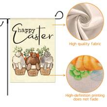 1pc Happy Easter Bunny Flowers & Plants Garden Flag, Outdoor Yard Decoration Garden Flag, Double Sided Printed, 12x18 Inches, Without Flagpole - Beige - View 8