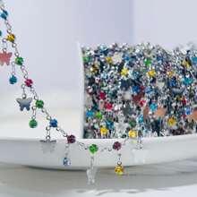 100CM Đồng tinh khiết Cao Màu sắc Giữ lại Hình bướm Pha lê Chuỗi - DIY Cổ xưa Chinese Trang phục Dây chuyền Chế tạo Bộ nguyên liệu - Bạc - Xem 6