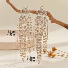 1副透明玻璃珠寶串耳針,鑲有閃亮的鑽石,女士銀色款式 - 銀色 - 查看 2