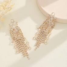 1副透明玻璃珠寶串耳針,鑲有閃亮的鑽石,女士銀色款式 - 銀色 - 查看 7