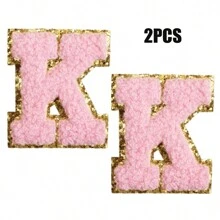 2pcs Ladies Golden Edge 4 Colors English Letters Hot Melt Glue Ironing Wool Embroidery Patches Decorate Bags And Clothes