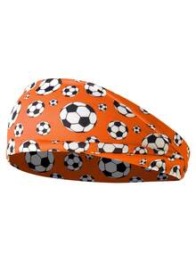 1 件裝女款彈性足球運動印花頭帶,時尚吸汗頭飾 - 彩色 - 查看 7