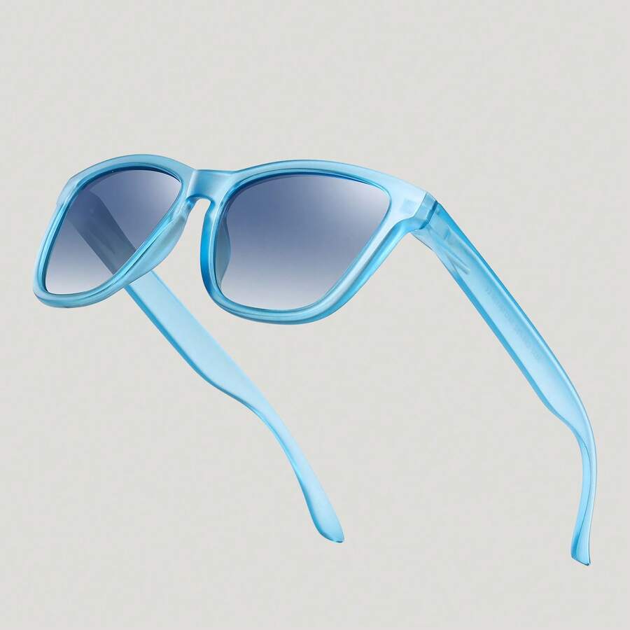 新款偏光太陽鏡,男女適用多彩反光鏡片,時尚眼鏡1入 - 藍色 - 查看 1