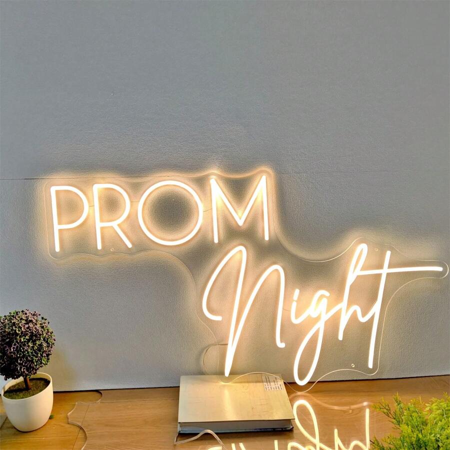 Prom Night Neon Sign, Graduation Party Neon Light, School Class Party Function Decorations, Home Room Wall Decor, And Night Club Decoration With Warm White Usb Powered Led Neon Light Sign - White - View 1