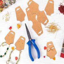 50pcs Foldable Cardboard Necklace Packaging Card With Elastic Cord, Blank Bicolor Leatherette Hair Accessory Card - Mustard Yellow - View 2