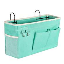 床邊收納袋掛籃,布料收納籃,用於臥室整理 - 綠色 - 查看 1