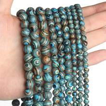 Loose Natural Stone Beads Semi-Finished Agate & Blue Peacock Stone Beads For Diy Bracelet & Necklace Jewelry Making