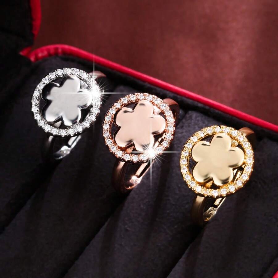 1 件優雅氧化鋯裝飾戒指,適合小眾風格女士 - 戒指 - 查看 1