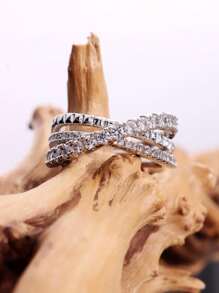 1個三個圓環三層重疊鎖扣指節戒指,時尚精緻的女人戒指,作為party/宴會的禮物 - A - 查看 1