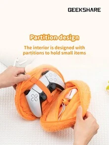 GeekShare Geeshare 1pc Cute Plush Orange Rabbit Carrying Case Compatible With Ps5/Xbox/Ns Pro Controllers And Other Small Accessories - orange - View 4