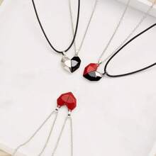 2 Pcs Minimalist And Creative Niche Designs, Magnetic Splicing, Love Pendant Necklace, Valentine's Day Gift Suitable For Couples To Wear On A Daily Basis - Love - View 8