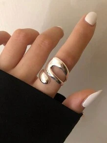 FOREVER QUEEN 925 纯银环绕戒指不对称水滴设计搭配日常服装你值得拥有这样的珠宝 - 銀色 - 查看 4