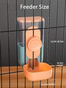 1個掛式自動寵物飼料機和飲水器,適用於兔子、天竺鼠、貓、狗、鳥和其他小型動物 - 橘色 - 查看 2
