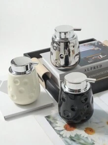 1 件陶瓷按壓式分配瓶,適用於浴室、梳妝台、沐浴露、洗髮容器 - 白色 - 查看 5