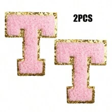 2pcs Ladies Golden Edge 4 Colors English Letters Hot Melt Glue Ironing Wool Embroidery Patches Decorate Bags And Clothes