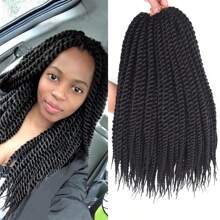 Crochet Braids 18Inch Havana Twist Braids 12Roots Thick Braided Synthetic Fiber Hair For Braids African Braiding Hair Extensioins Black Color