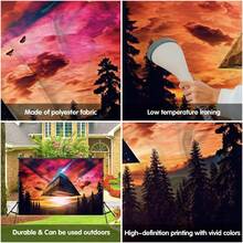 森林自然掛毯,幻想自然風景牆飾掛毯,重力卡通掛毯適用於臥室、客廳、宿舍,尺寸為59x39吋 - 紅色 - 查看 7