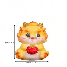 Fortune-Luck Delivering Dragon Figurine, Creative Desktop Decor, Car Ornament Gift For The Year Of The Dragon - Yellow - View 2