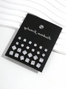 12 Pairs Of Luxurious, Simple, Shiny Geometric Cubic Zirconia Decorative Earrings Suitable For Giving Gifts To Parties, Parties, Festivals, And Other Parties