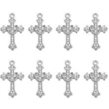 10 Pcs Rhinestones Alloy Cross  Virgin Our Lady Of Guadalupe Mary  Beads Charms For DIY Necklace Bracelet Making