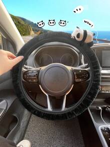 Phim hoạt hình dễ thương Trang trí Nắp vô lăng ô tô - Đen và trắng - Xem 1