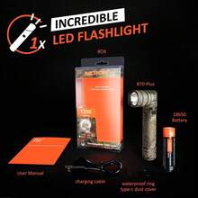 準備好手電筒 B70：90 度磁鐵 Led 燈,高亮度 1200 流明,ip65 防水 - 軍綠色 - 查看 10