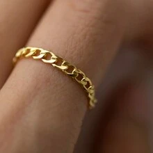 1入組鈦鋼戒指，時尚簡約，適合日常佩戴，鈦鋼材質不易褪色，金色，尺寸 5/6/7/8/9/10 - nk - 查看 3