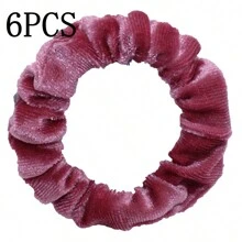 6/10 件/批 天鹅绒女士女孩发圈弹性发带 多色混合纯色时尚马尾辫固定发带配饰发圈 适合日常使用 - 彩色 - 查看 29