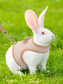 1 bộ Đúng mốt Thoáng khí Thú cưng Thỏ Ngực & Trở lại Harness Với Dây xích , Kẹo Màu sắc , Tuyệt vời Đối với Ngoài trời Sử dụng - Màu Khaki - Xem 2