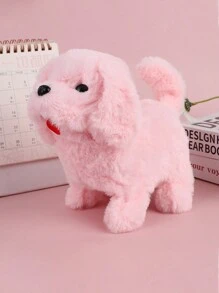 1入組長毛粉色中型電動玩具狗,伸出舌頭,點頭,行走和擺動尾巴,可互動的電子寵物狗,有多種顏色可選,純色柔軟逼真的長毛狗,適合兩性兒童,是生日或新年的通用禮物,推薦年齡：3+ - 淺粉色 - 查看 4