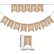 1 套麻布生日快乐彩旗横幅，适合一岁儿童派对装饰道具，圣诞节